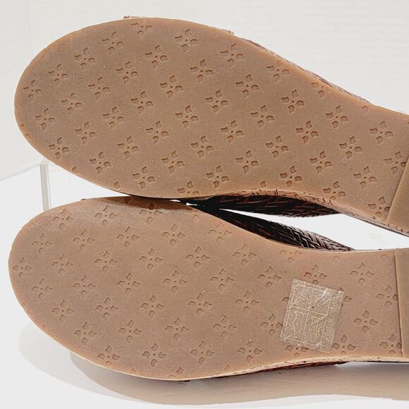 Patricia Nash Sandals Womens Size 8.5 M Luca Leather Slide Wedge Cognac Heels - Picture 15 of 16